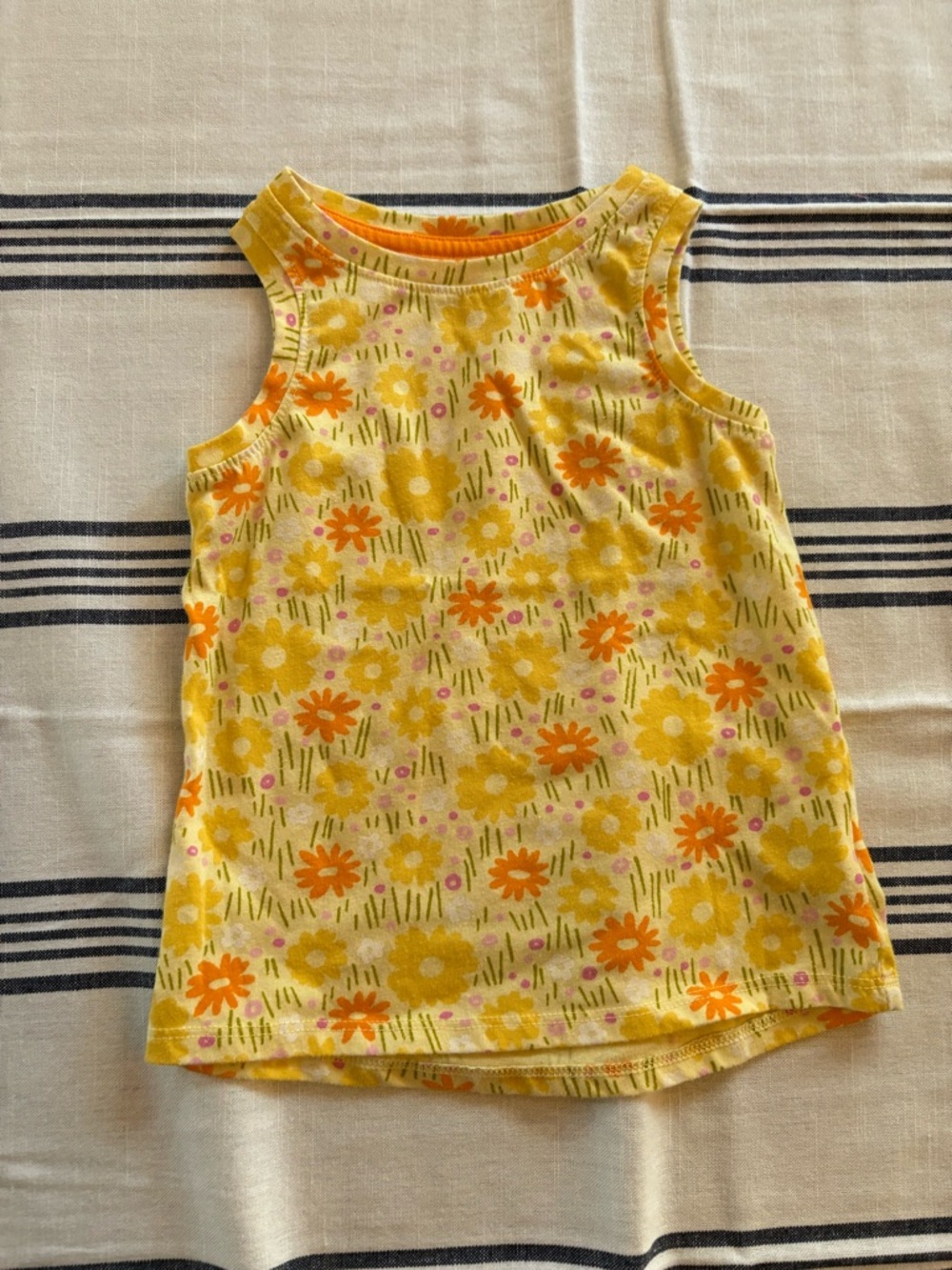 Cat & Jack Yellow Floral Tank Top with Orange Accents
